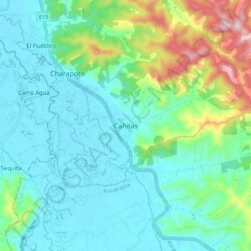 Mappa topografica Cañitas, altitudine, rilievo