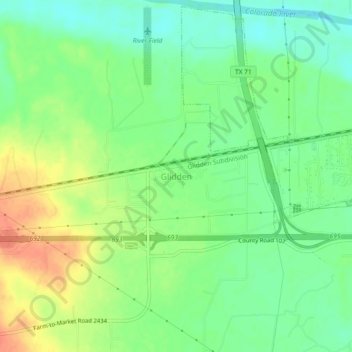 Mappa topografica Glidden, altitudine, rilievo