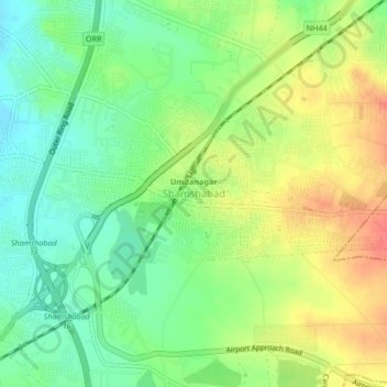 Mappa topografica Shamshabad, altitudine, rilievo