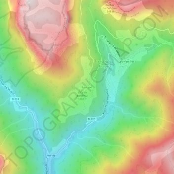 Mappa topografica Bénevise, altitudine, rilievo
