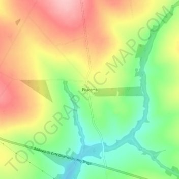 Mappa topografica Piracema, altitudine, rilievo