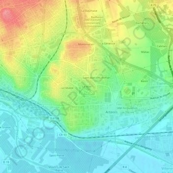 Mappa topografica Le Mail, altitudine, rilievo