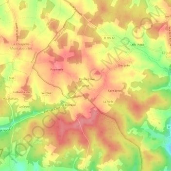 Mappa topografica Servat, altitudine, rilievo