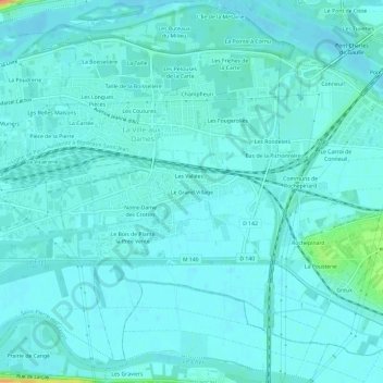 Mappa topografica Le Grand Village, altitudine, rilievo