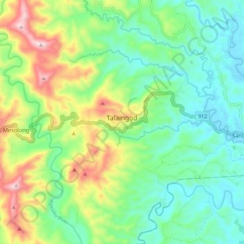 Mappa topografica Talaingod, altitudine, rilievo