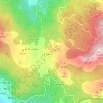 Mappa topografica A Igrexa, altitudine, rilievo