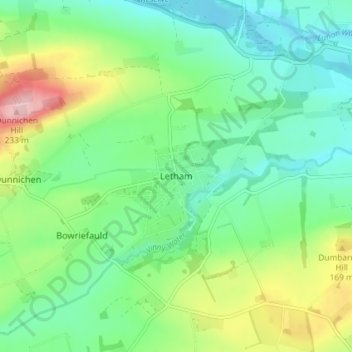 Mappa topografica Letham, altitudine, rilievo