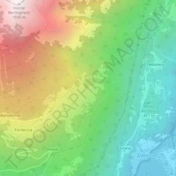 Mappa topografica Sass Olt, altitudine, rilievo