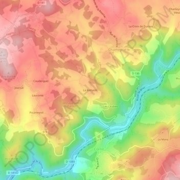 Mappa topografica La Ramade, altitudine, rilievo