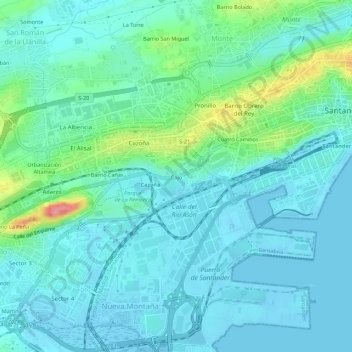 Mappa topografica Cajo, altitudine, rilievo