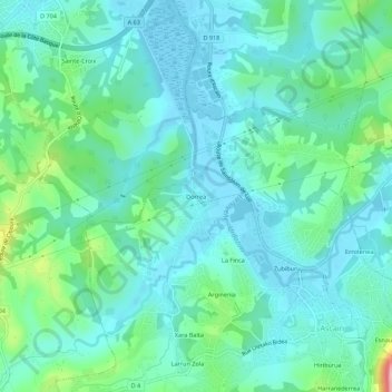 Mappa topografica Dorrea, altitudine, rilievo