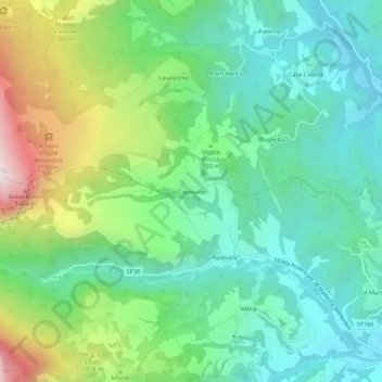 Mappa topografica Capovalle, altitudine, rilievo