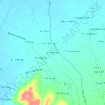 Mappa topografica P-4 Panag, altitudine, rilievo