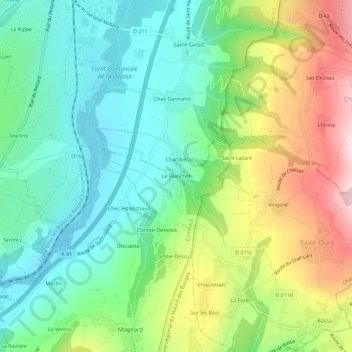 Mappa topografica Le Blanchet, altitudine, rilievo