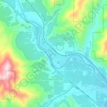 Mappa topografica Peshastin, altitudine, rilievo