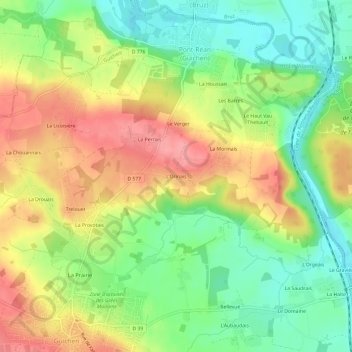 Mappa topografica L'Orinais, altitudine, rilievo