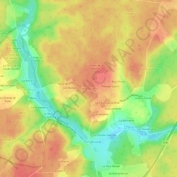 Mappa topografica Bois Brûlé, altitudine, rilievo