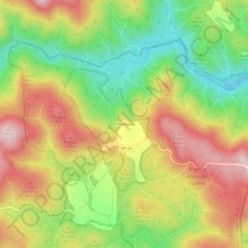 Mappa topografica Il Belagaio, altitudine, rilievo