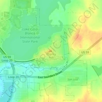 Mappa topografica Osprey Hill, altitudine, rilievo