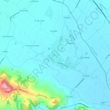 Mappa topografica Pistrino, altitudine, rilievo