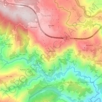 Mappa topografica Tuizendes, altitudine, rilievo