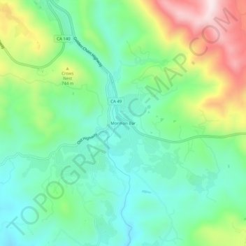 Mappa topografica Mormon Bar, altitudine, rilievo