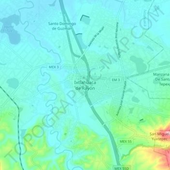 Mappa topografica Ixtlahuaca de Rayón, altitudine, rilievo