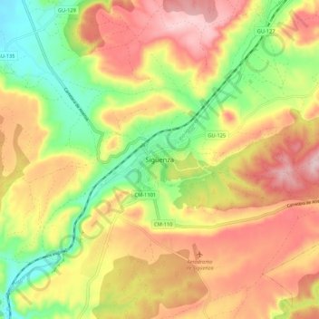 Mappa topografica Sigüenza, altitudine, rilievo