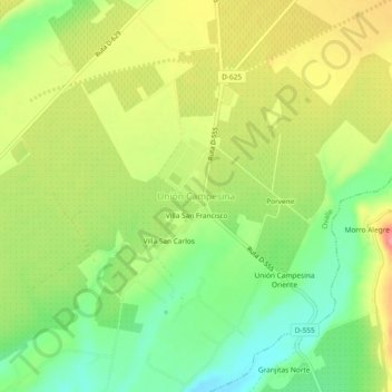 Mappa topografica Unión Campesina, altitudine, rilievo