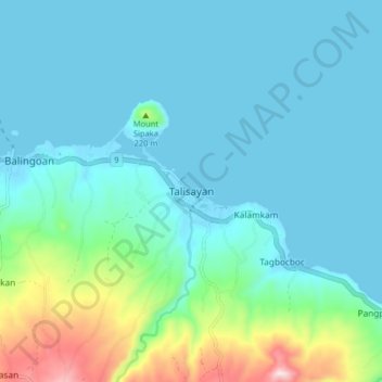 Mappa topografica Talisayan, altitudine, rilievo
