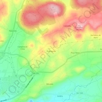 Mappa topografica Pedragosa, altitudine, rilievo