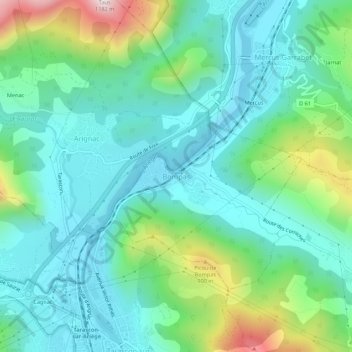 Mappa topografica Bompas, altitudine, rilievo