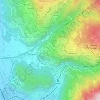 Mappa topografica Fenalet-sur-Bex, altitudine, rilievo
