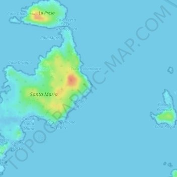 Mappa topografica Faro di Punta Filetto, altitudine, rilievo