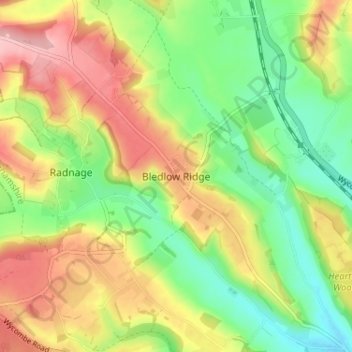 Mappa topografica Bledlow Ridge, altitudine, rilievo