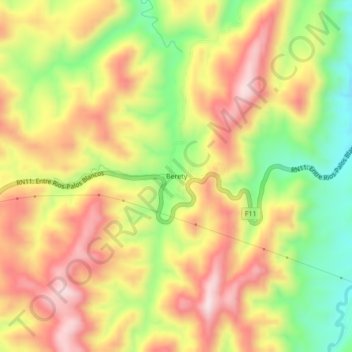 Mappa topografica Berety, altitudine, rilievo