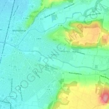 Mappa topografica Montlouis, altitudine, rilievo