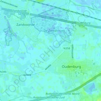 Mappa topografica 't Zwinhoekje, altitudine, rilievo