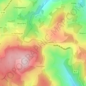 Mappa topografica Col du Pin-Bouchain, altitudine, rilievo