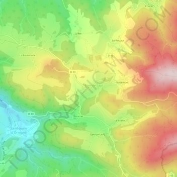 Mappa topografica Launois, altitudine, rilievo