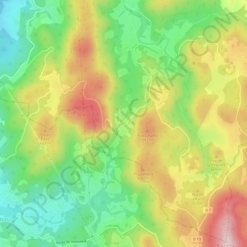Mappa topografica Brudieux, altitudine, rilievo