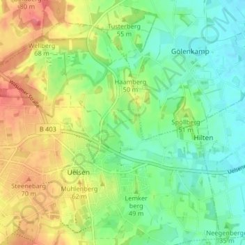 Mappa topografica Bauerhausen, altitudine, rilievo