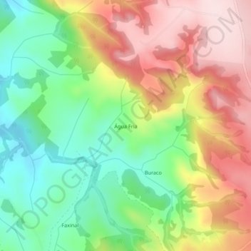 Mappa topografica Água Fria, altitudine, rilievo
