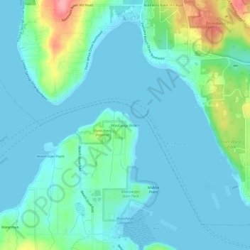 Mappa topografica Wautauga Beach, altitudine, rilievo
