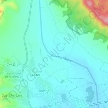 Mappa topografica Cabanyes, altitudine, rilievo