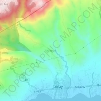 Mappa topografica Miranda, altitudine, rilievo