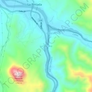 Mappa topografica La Bocana, altitudine, rilievo