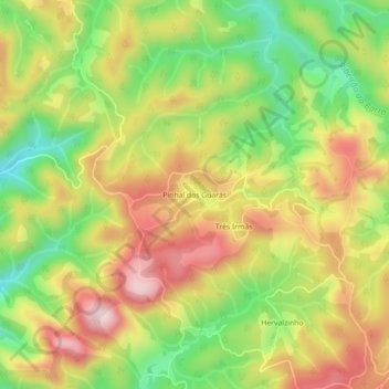 Mappa topografica Pinhal dos Guarás, altitudine, rilievo