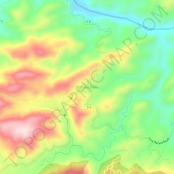 Mappa topografica Kohala Bala, altitudine, rilievo