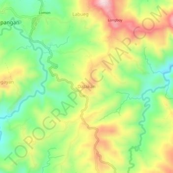 Mappa topografica Datakan, altitudine, rilievo